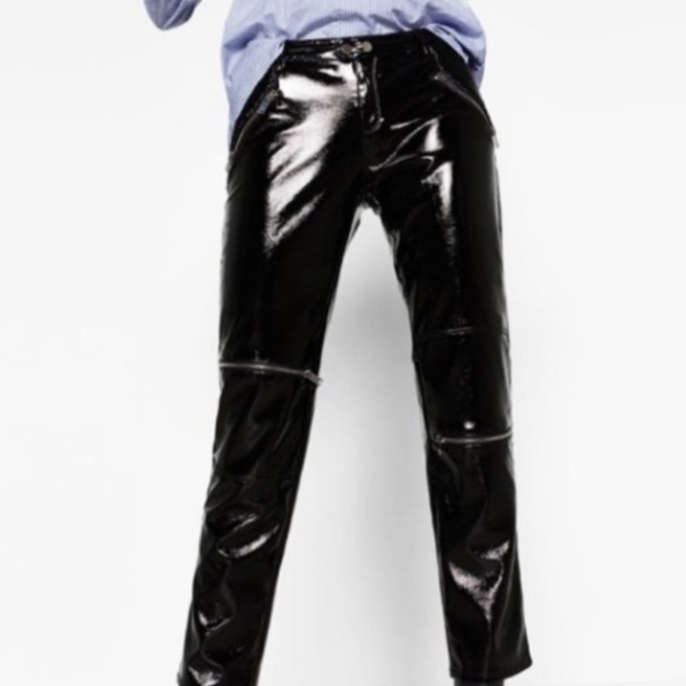 ISO ZARA MOTO PATENT LEATHER PANTS